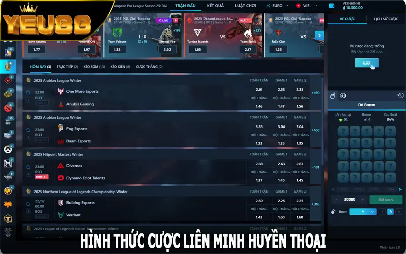 Hình thức cược Liên Minh Huyền Thoại Tại Yeu88