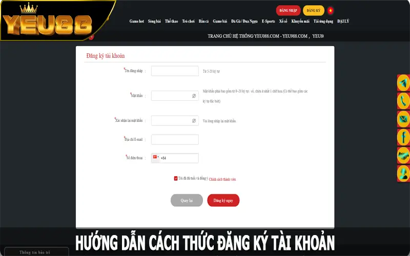 Hướng dẫn cách thức đăng ký Yeu88 dễ dàng, hiệu quả nhất