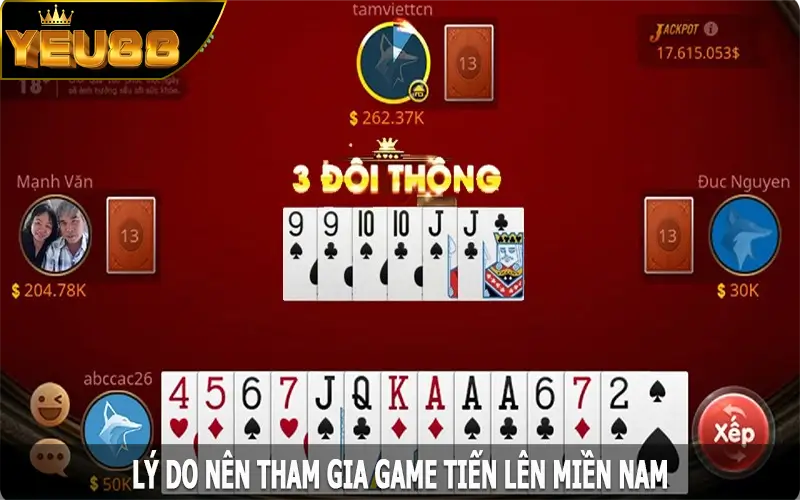 Lý do nên tham gia game tiến lên Miền Nam trên Yeu88